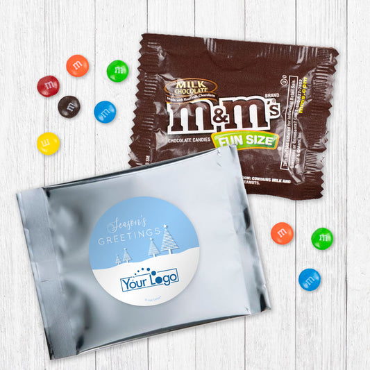 Personalized Holiday Frosty Pines Logo Milk Chocolate M&Ms