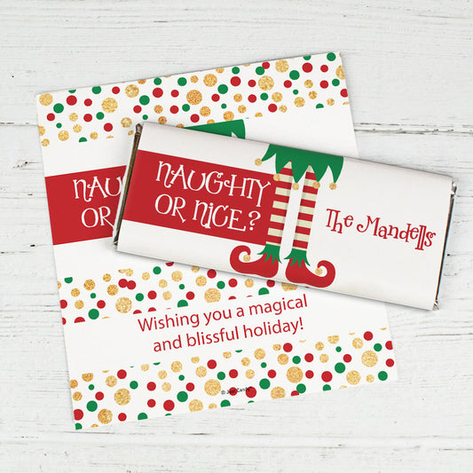 Personalized Christmas Naughty or Nice Chocolate Bar Wrappers Only