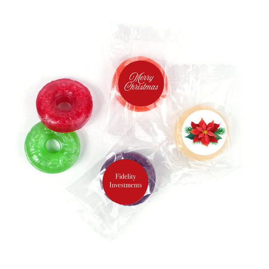 Personalized Christmas Holiday Poinsettia Life Savers 5 Flavor Hard Candy