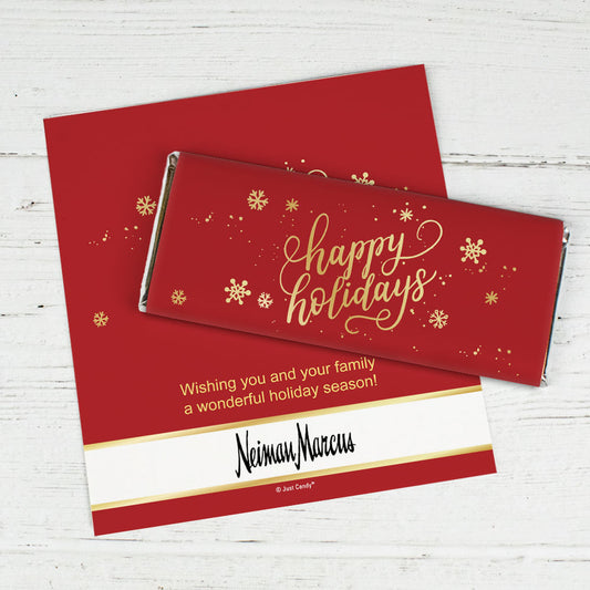 Personalized Happy Holidays Add Your Logo Chocolate Bar Wrappers Only