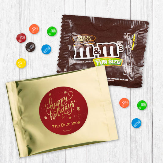 Personalized Golden Happy Holidays Milk Chocolate M&Ms