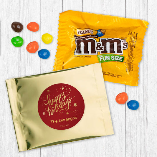 Personalized Golden Happy Holidays Logo Peanut M&Ms