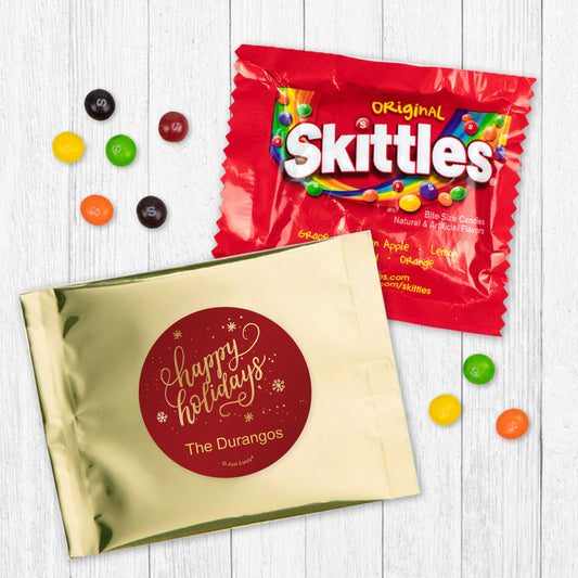 Personalized Golden Happy Holidays Logo Skittles