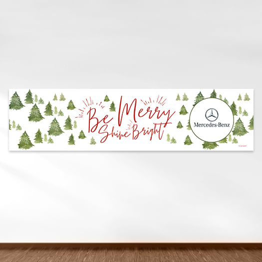 Personalized Christmas Be Merry Shine Bright Add Your Logo 5 Ft. Banner