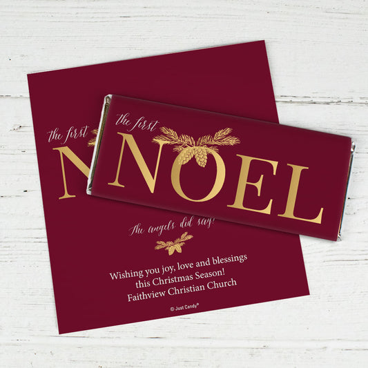 Personalized Christmas First Noel Chocolate Bar Wrappers Only