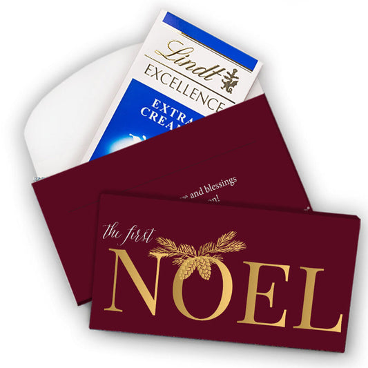 Deluxe Personalized Christmas First Noel Lindt Chocolate Bar in Gift Box (3.5oz)