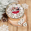 Personalized Happy Holidays Photo Large Plastic Tin Holiday Yogurt Pretzels (approx 40pcs)