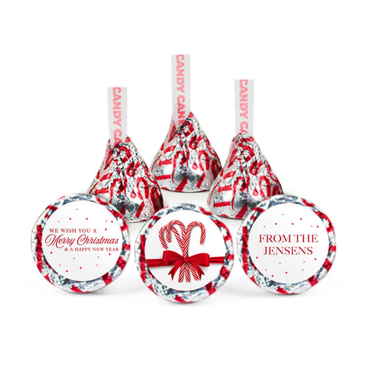 Personalized Christmas Candy Canes Hershey's Kisses