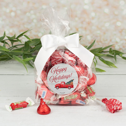 Personalized Happy Holidays Red Goodie Bag