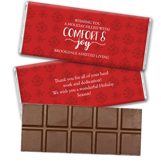 Personalized Christmas Comfort & Joy Belgian Chocolate Bar & Wrapper