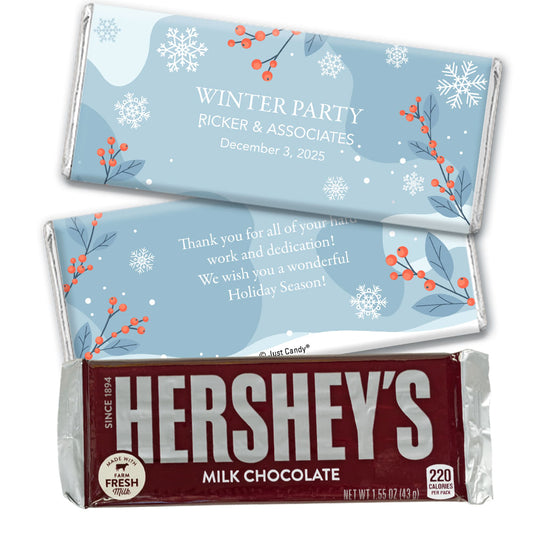 Personalized Holly Holiday Berries Winter Party Hershey's Milk Chocolate Bar & Wrapper