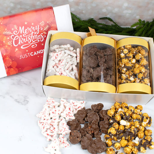 Merry Christmas Chocolate Holiday 3 Container Gift Set