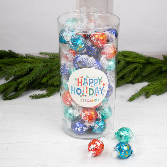 A Colorful Happy Holidays Lindor Truffle Canister Gift