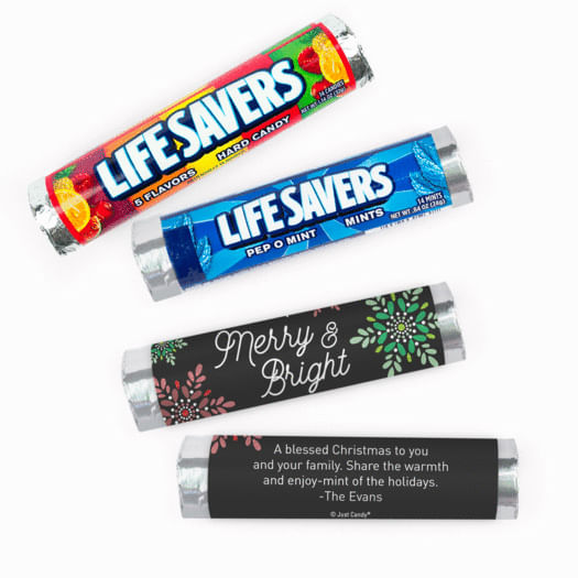 Personalized Christmas Merry & Bright Lifesavers Rolls (20 Rolls)