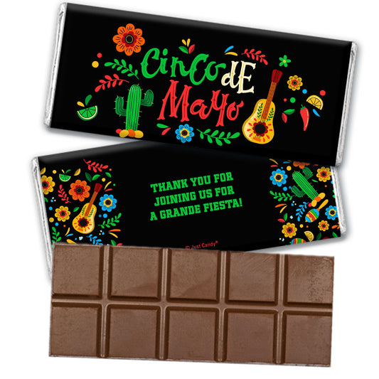 Personalized Cinco de Mayo Icons Belgian Chocolate Bar