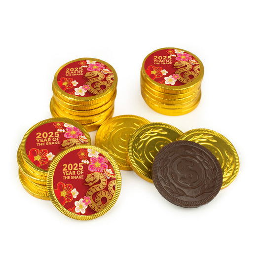 Chinese New Year Plum Blossoms Chocolate Coins with Stickers