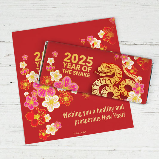 Personalized Chinese New Year Plum Blossoms Chocolate Bar Wrappers Only