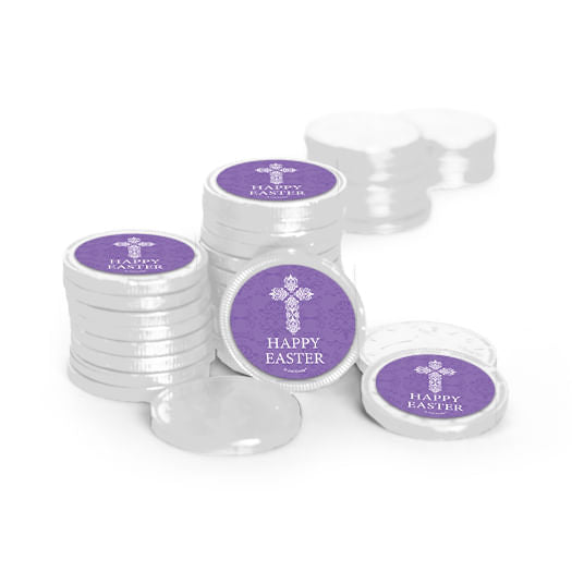 Easter Purple Cross Chocolate Coins with Stickers