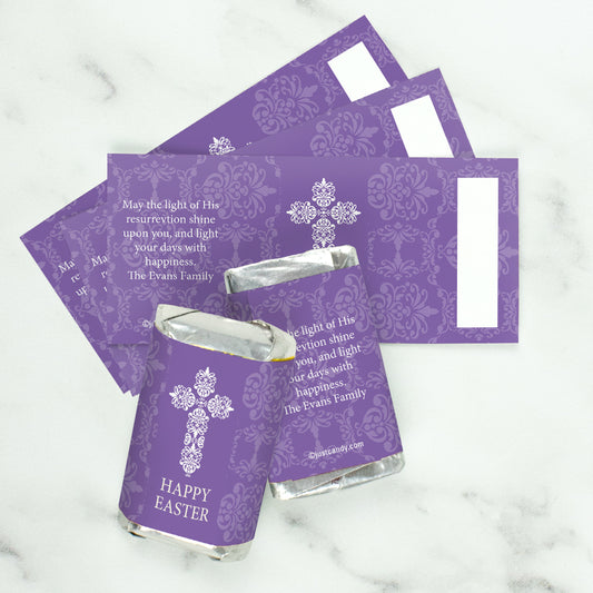 Personalized Easter Purple Cross Mini Wrappers