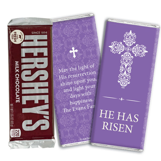 Personalized Easter Purple Cross Hershey's Milk Chocolate Bar & Wrapper