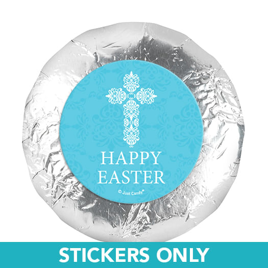 Personalized Easter Blue Cross 1.25" Stickers (48 Stickers)