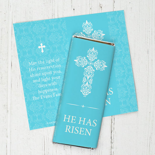 Personalized Easter Blue Cross Chocolate Bar Wrappers