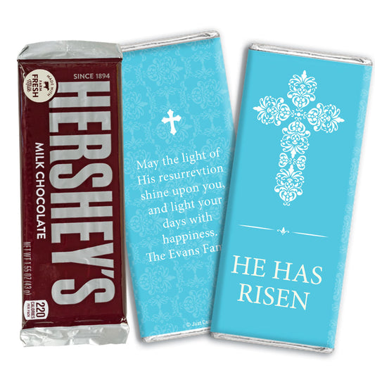 Personalized Easter Blue Cross Hershey's Milk Chocolate Bar & Wrapper