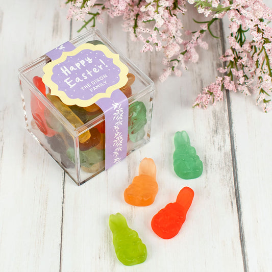 Personalized Easter Bunny JUST CANDY� favor cube with Easter Gummi Albunnies