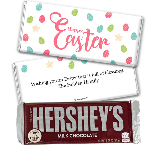 Personalized Easter Eggs & Flowers Hershey's Milk Chocolate Bar & Wrapper