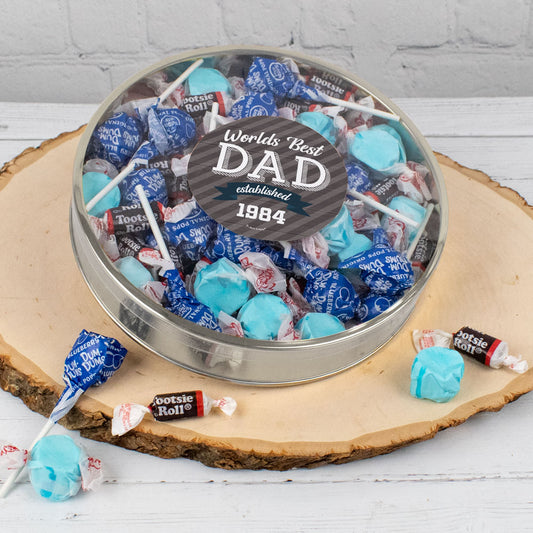 Personalized Worlds Best Dad Large Taffy Gift Tin