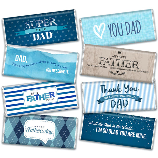 Personalized Father's Day Candy Belgian Chocolate Bars Gift Box (8 Pack)