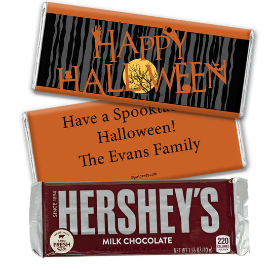 Halloween Personalized Hershey's Milk Chocolate Bar Full Moon Spooky Tree