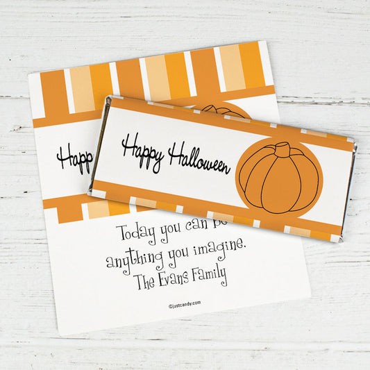 Halloween Personalized Chocolate Bar Wrappers Simple Pumpkin