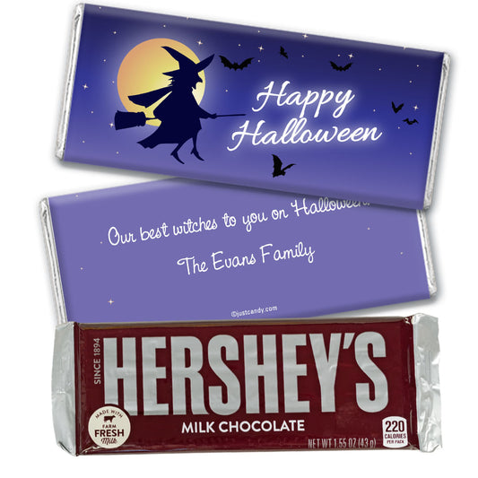 Halloween Personalized Hershey's Milk Chocolate Bar Witch on Broom