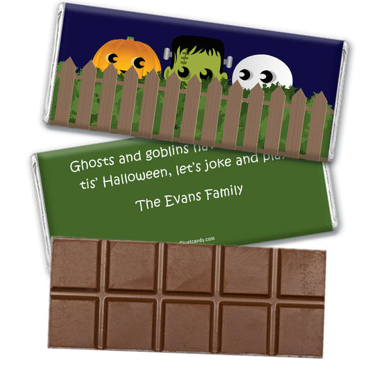 Halloween Personalized Belgian Chocolate Bar Hiding Monsters