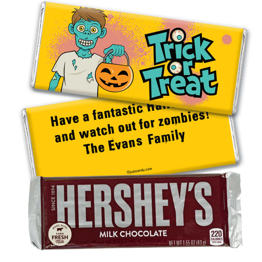 Halloween Personalized Hershey's Milk Chocolate Bar Trick or Treat Zombie