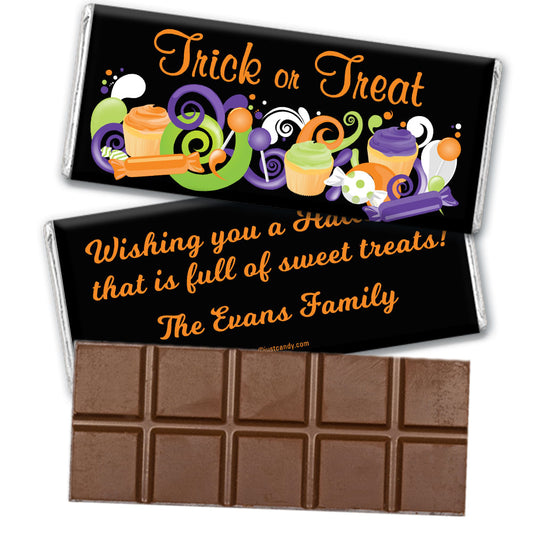 Halloween Personalized Belgian Chocolate Bar No Tricks Just Treats