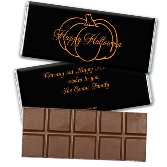 Halloween Personalized Belgian Chocolate Bar Pumpkin Outline