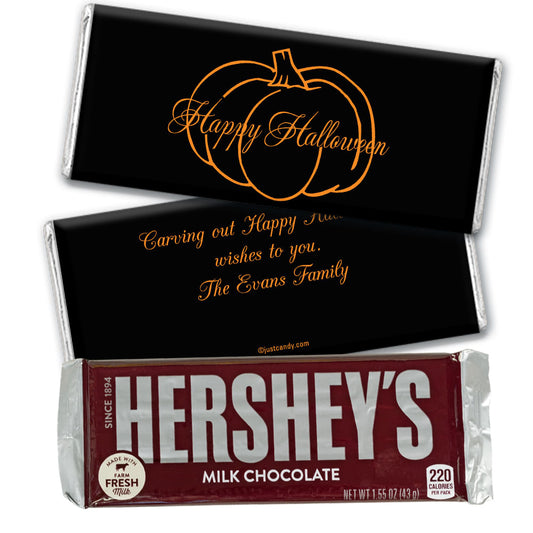 Halloween Personalized Hershey's Milk Chocolate Bar Pumpkin Outline