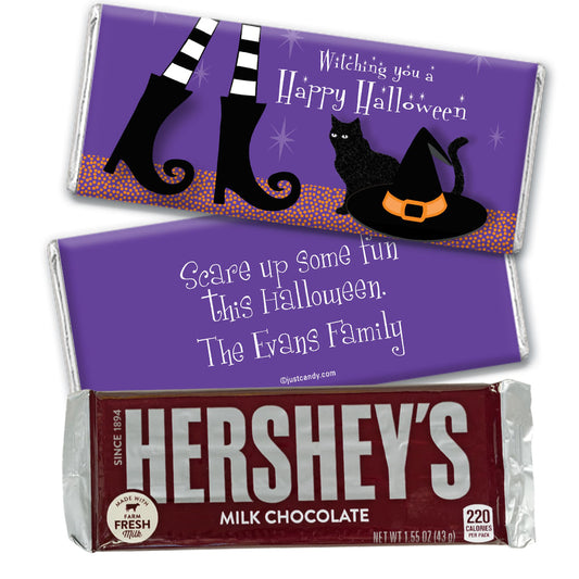 Halloween Personalized Hershey's Milk Chocolate Bar Witches Feet, Hat & Cat