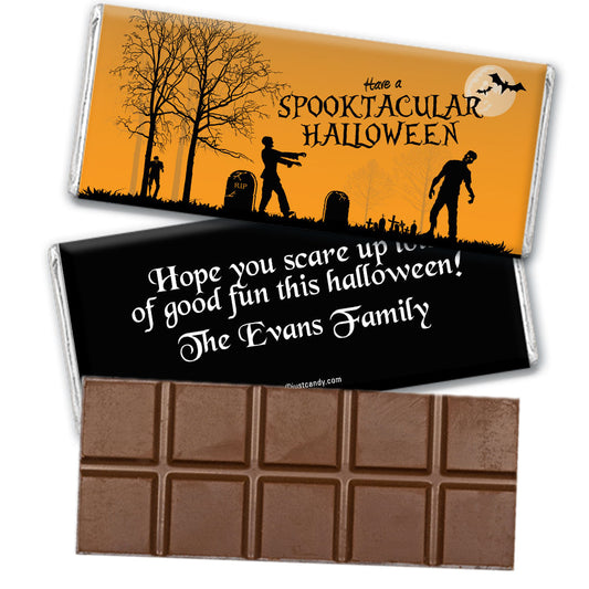 Halloween Personalized Belgian Chocolate Bar Zombie Graveyard