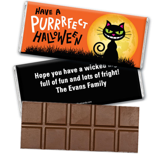 Halloween Personalized Belgian Chocolate Bar Purrfect Halloween Black Cat