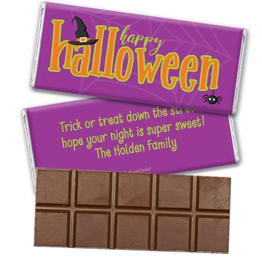 Personalized Halloween Spirit Belgian Chocolate Bar & Wrapper