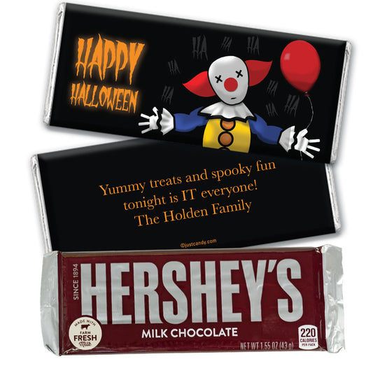 Personalized Halloween Creepy Clown Hershey's Milk Chocolate Bar & Wrapper