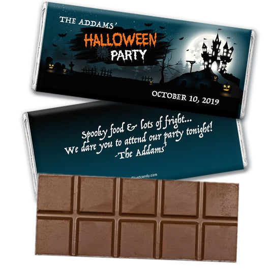 Personalized Halloween Spooky Invite Belgian Chocolate Bar & Wrapper