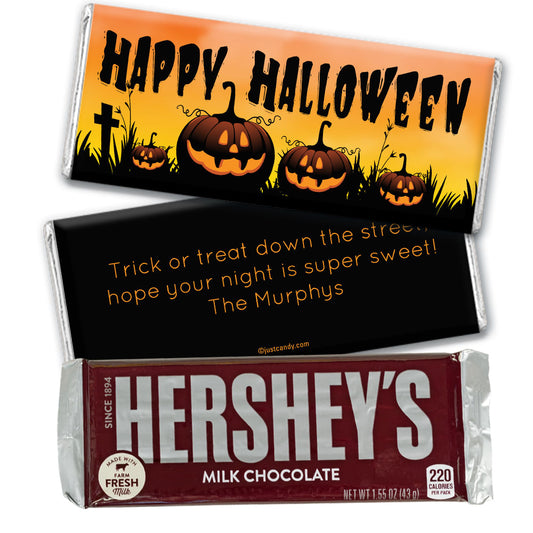 Personalized Halloween Jack-o'-lanterns Hershey's Milk Chocolate Bar & Wrapper