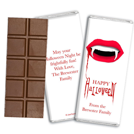 Personalized Halloween Vampire's Kiss Belgian Chocolate Bar & Wrapper