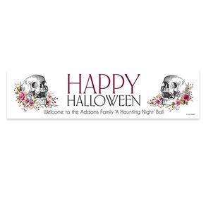 Personalized Halloween Floral Skull 5 Ft. Banner