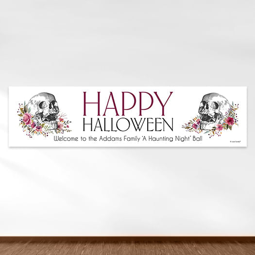 Personalized Halloween Floral Skull 5 Ft. Banner