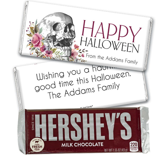 Personalized Halloween Floral Skull Hershey's Milk Chocolate Bar & Wrapper